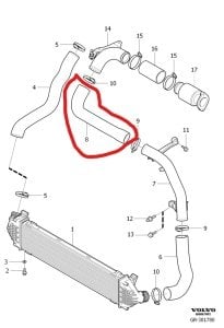 Turbo Hortumu Intercooler | Volvo S60 V60 S80 V70 D2 1.6 Dizel