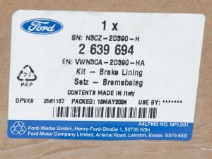Ön Fren Balatası Orjinal | Ford Connect 2023-2024